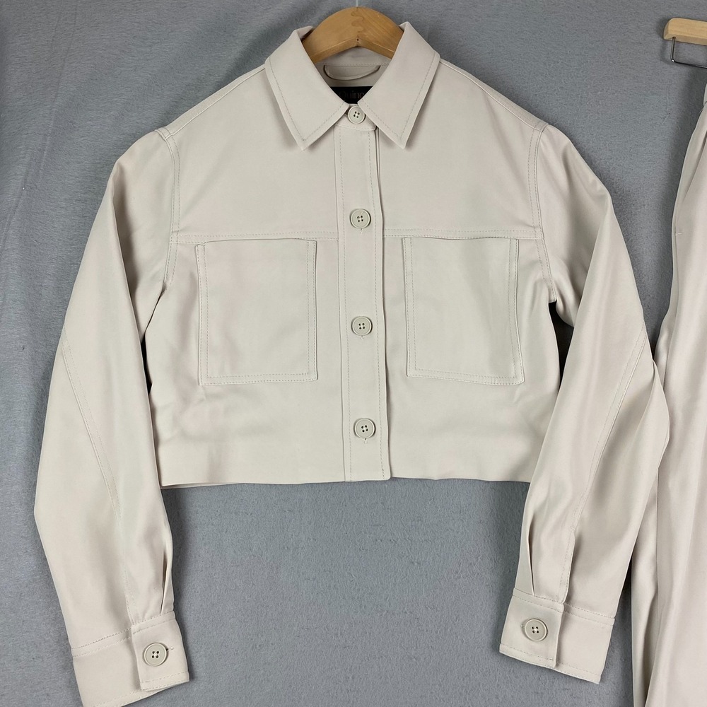 Quince Womens stretch Crepe Set Cropped Jacket XS wide leg pants 2 - Picture 2 of 16